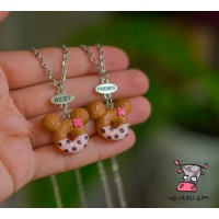Кулон для двоих друзей "Best Friends. Пончики ушки Микки розовые". Цена за 1 комплект